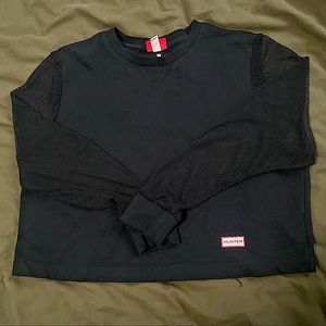 Hunter | Crop Mesh Sleeve Crew Neck Sweatshirt | size L